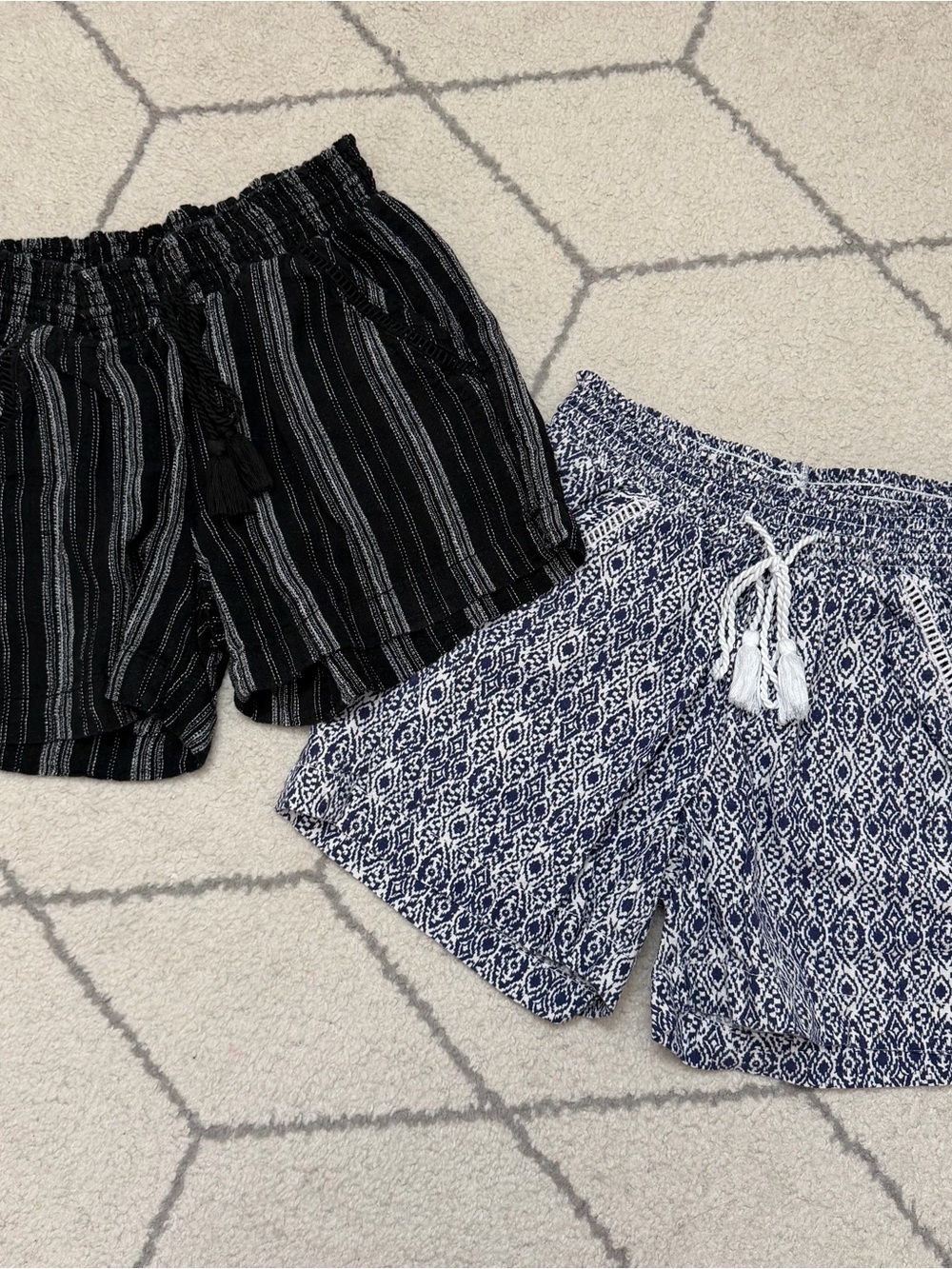Briggs Black Striped & Navy Printed Womens Shorts (2 Pair)